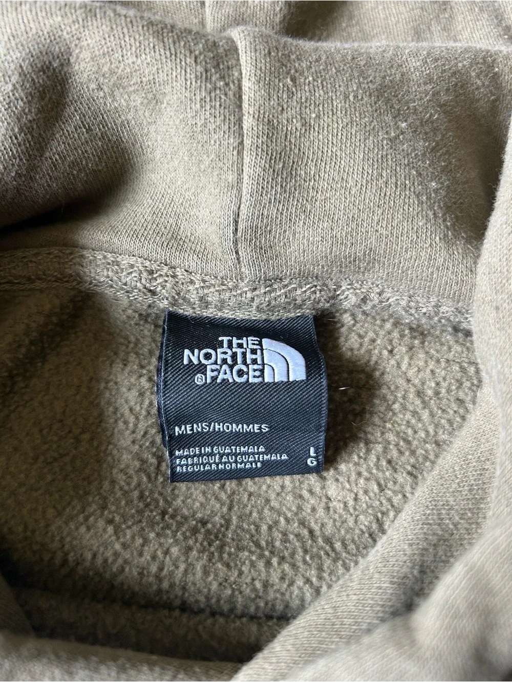 The North Face Olive Green Hoodie White Bear Graphic Sleeve Logo L